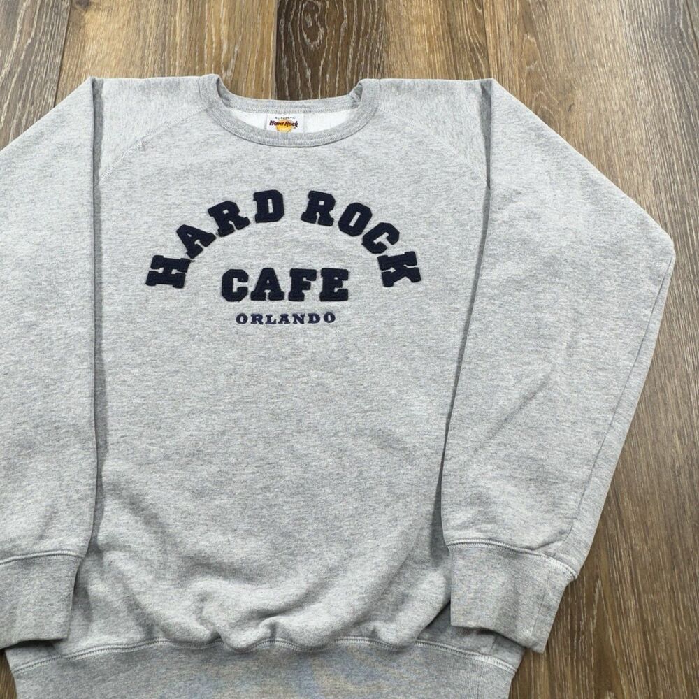 Vintage Hard Rock Cafe Sweatshirt Mens S Gray Orlando Florida Logo Sweater 90s